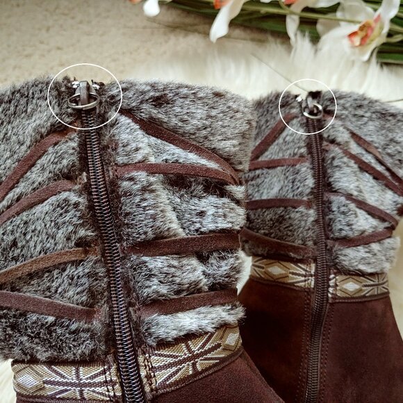Brown Real Fur Suede Side Zipper Winter Boots (38 EU) - Picture 15 of 16